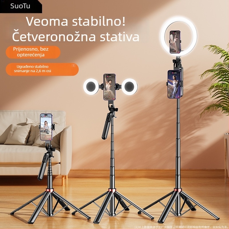 Selfie štapić s trojnožnim stativom za mobitel – nehrđajući čelik, univerzalno, sve-u-jednom, IBIS podrška, prijenosno