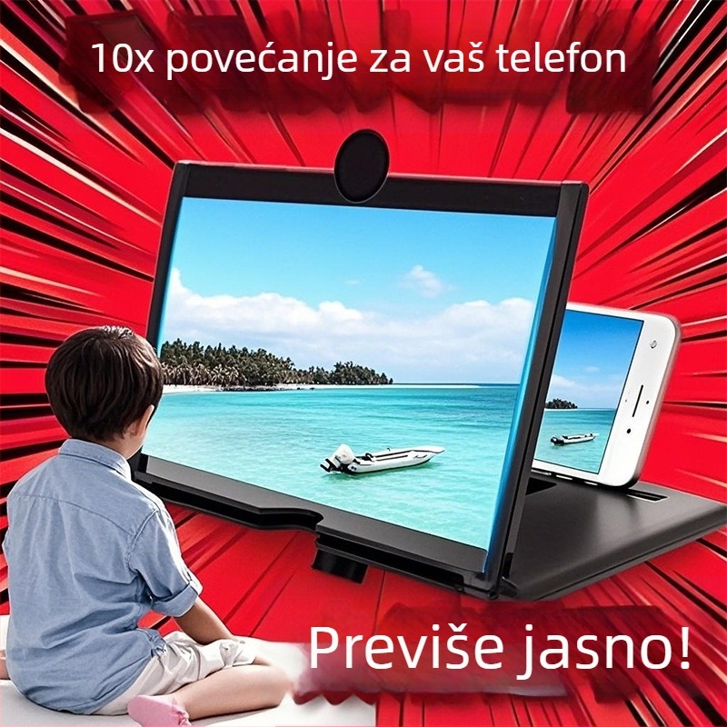 Povećalo zaslona za telefon s iznimno jasnim HD prikazom, zaštita očiju, projekcijski prikaz i držač za povećalo