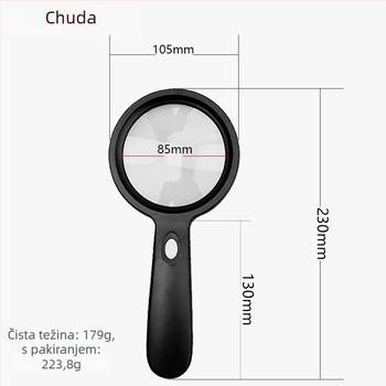 Chuda ručna lupa za čitanje starijima, 10x HD staklena leća