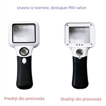 TH-6018 ručna lupa s dvostrukim povećanjem 5x/45x, 3 LED + UV svjetlo, ABS + akril