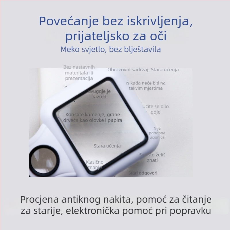 TH-6018 ručna lupa s dvostrukim povećanjem 5x/45x, 3 LED + UV svjetlo, ABS + akril