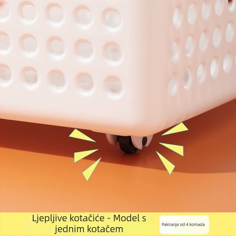 Plastična košara za pohranu s ručkom – model 5940, brand Rice Wood, pogodna za organiziranje uredskih potrepština, kozmetike, knjiga i sitnica