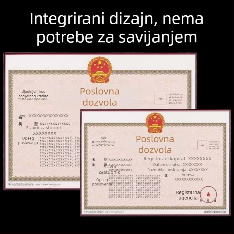 Kožna kartična zaštita za potvrdu duhana (izvorni primjerak), zidni okvir za licence za poslovanje i higijenske licence, stil ins wind