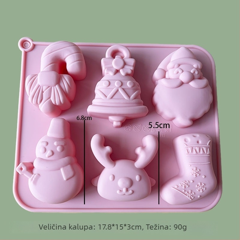 Silikonska kalupa za Djeda Božićnjaka i božićno drvce – Višenamjenska za pečenje, čokoladni mousse, svijeću, gips i sapun