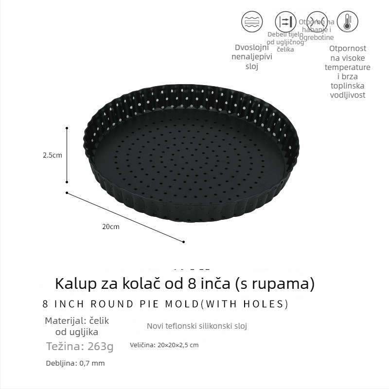 Kalup za kolače od visokougljičnog čelika, okrugli, neprijanjajući, s odvojivim dnom