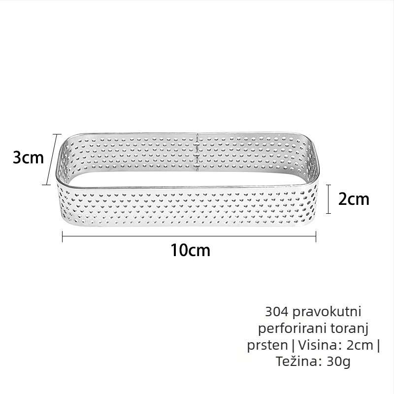 Pravokutni prsten za tartu od nehrđajućeg čelika, kalup za pečenje tarta i mousse