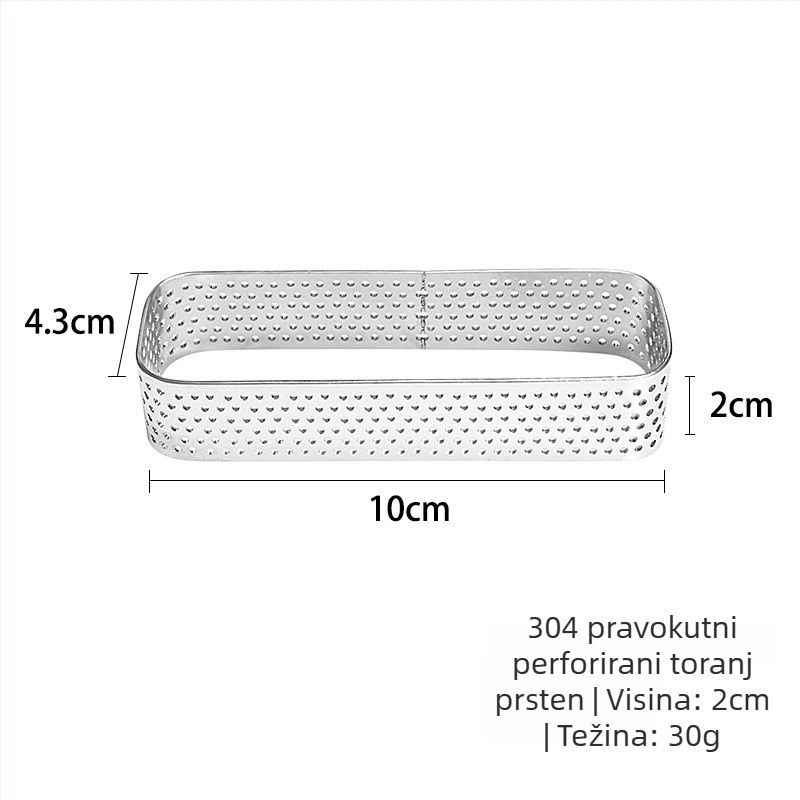 Pravokutni prsten za tartu od nehrđajućeg čelika, kalup za pečenje tarta i mousse