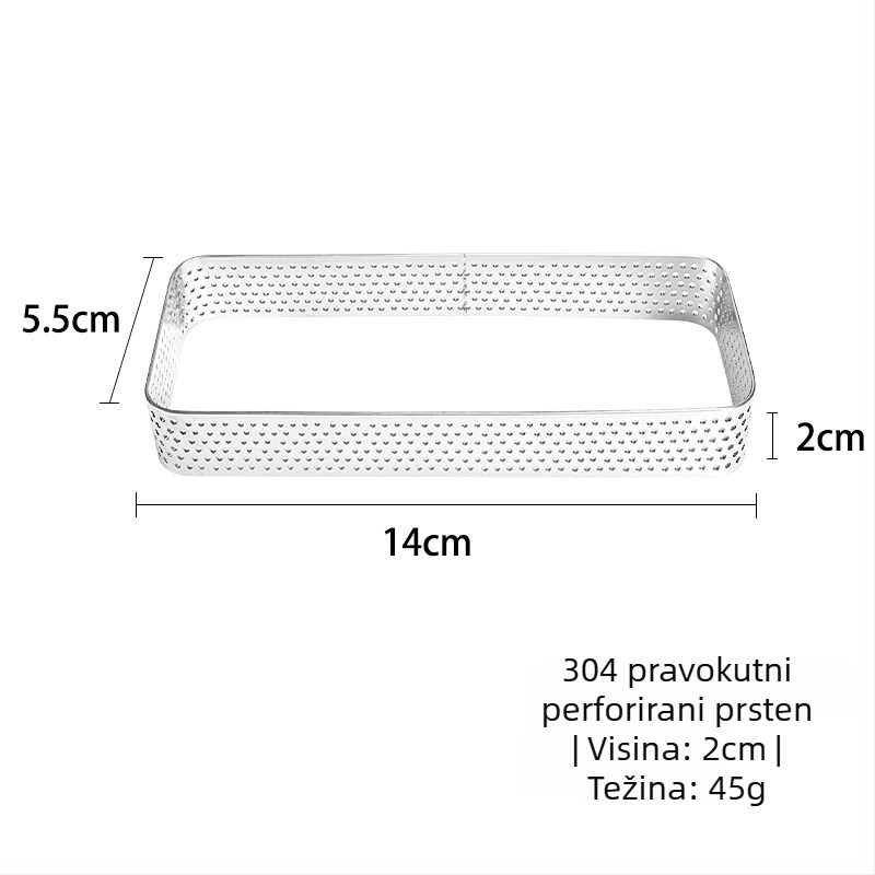 Pravokutni prsten za tartu od nehrđajućeg čelika, kalup za pečenje tarta i mousse