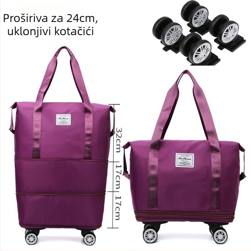 Putna torba s trodijelnim dizajnom, proširivi kapacitet, PU materijal, podstava platna, kapacitet ispod 20 L