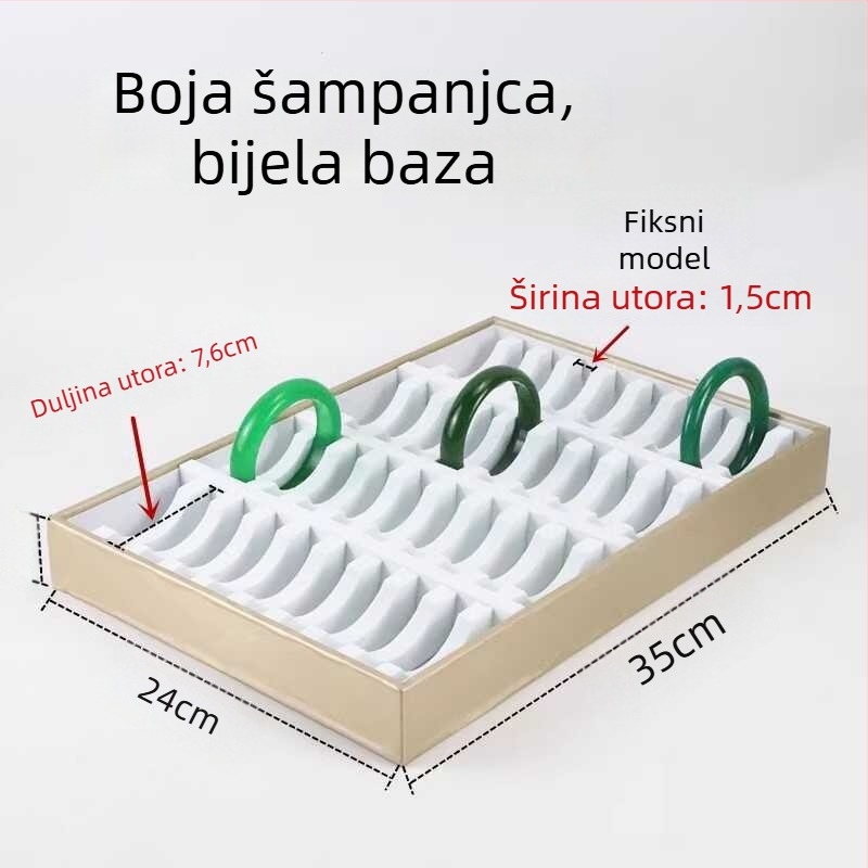 Visokokvalitetni stalak za jade nakit s crno-bijelom kožnom trakom za narukvice, izložbena pločica s kapacitetom 10/20/40 mjesta