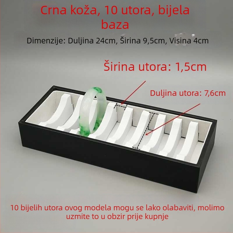 Visokokvalitetni stalak za jade nakit s crno-bijelom kožnom trakom za narukvice, izložbena pločica s kapacitetom 10/20/40 mjesta