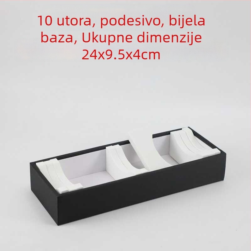 Visokokvalitetni stalak za jade nakit s crno-bijelom kožnom trakom za narukvice, izložbena pločica s kapacitetom 10/20/40 mjesta