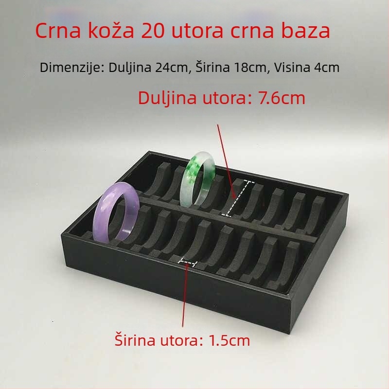 Visokokvalitetni stalak za jade nakit s crno-bijelom kožnom trakom za narukvice, izložbena pločica s kapacitetom 10/20/40 mjesta