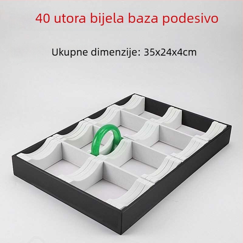 Visokokvalitetni stalak za jade nakit s crno-bijelom kožnom trakom za narukvice, izložbena pločica s kapacitetom 10/20/40 mjesta