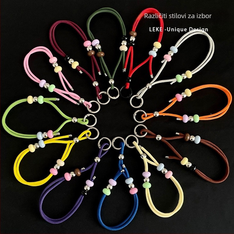 Lanyard za mobitel – ručno izrađen od akrila, poliester šnura i metalna kopča, unisex