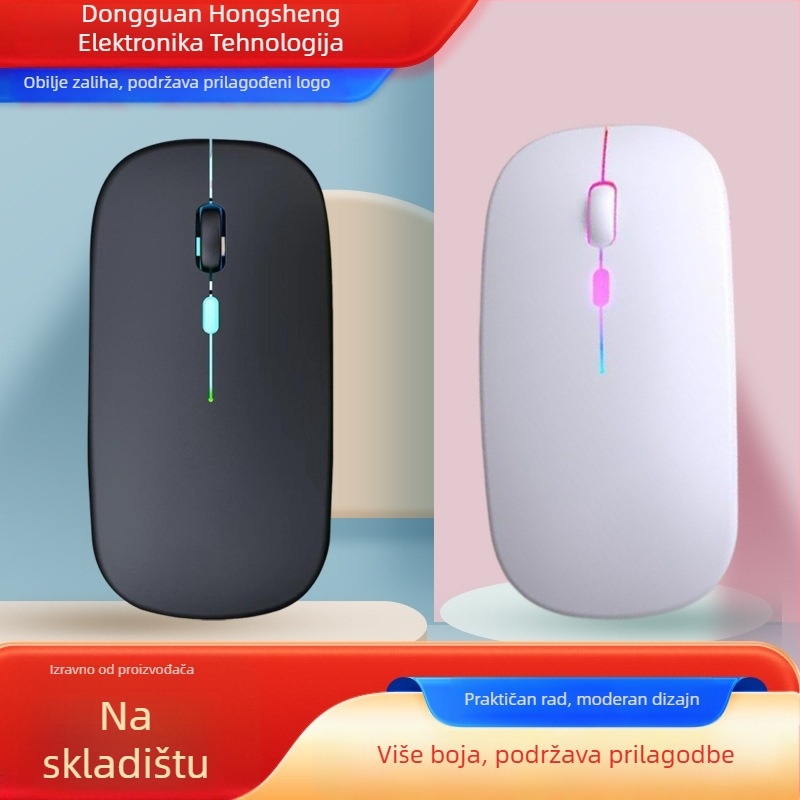 Bežični miš s dvostrukim načinom povezivanja 2.4G i Bluetooth, 1600 DPI, domet 10 m, punjiv, ergonomski