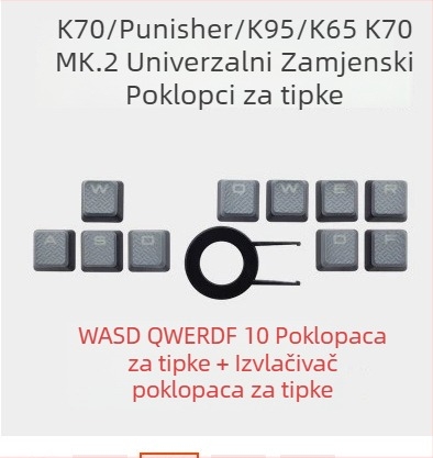 ABS set kapa tipki za Corsair K70 RGB, 10 komada, univerzalno