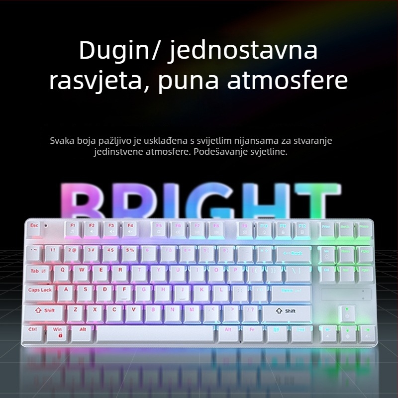 Mehanička tipkovnica s RGB osvjetljenjem u tri načina i elektroplatirano multimedičko dugme, žično, 104 tipke, metalno kućište