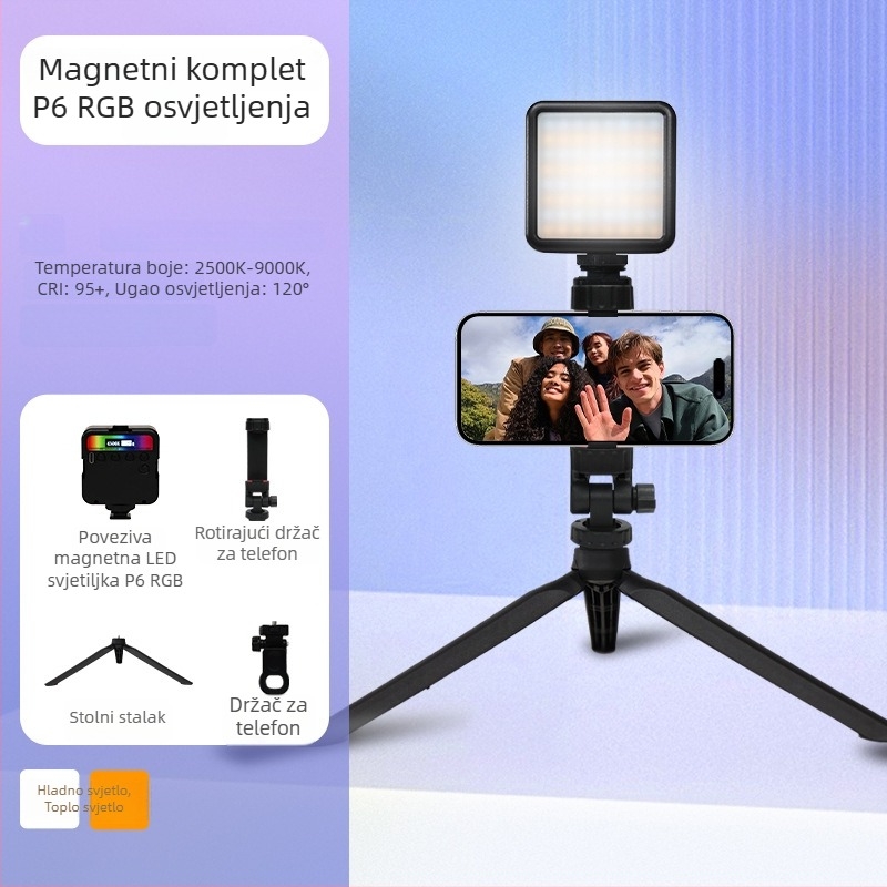 Inkex WL Mini LED svjetlo za nadopunjavanje – Prijenosno džepno LED svjetlo, 7W, 3.7V, tri boje topline, ručna upotreba za live selfie video