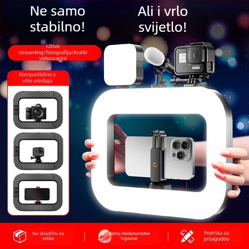 Prijenosno LED svjetlo u obliku prstena za live streaming i portretno fotografiranje – ugrađena baterija, 10–50W, 5V, prilagodljivo, autorizirana privatna marka Zc.ltd
