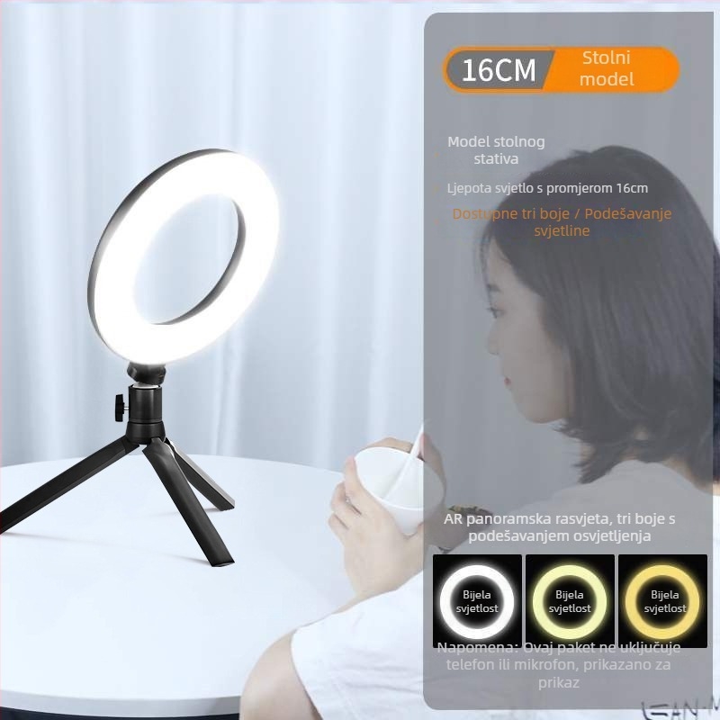Waite svjetlo za dopunu za live streaming s trobojnom temperaturom, ≤10W, 110V