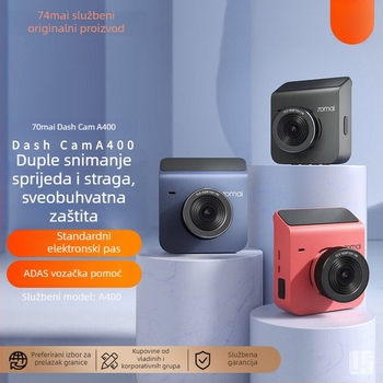 70Mai A400 automobilski video registrator: Panoramski dvostruki objektiv za nadzor parkiranja, 120°, 1600P, 5MP, otvor blende F2.0, TF kartica