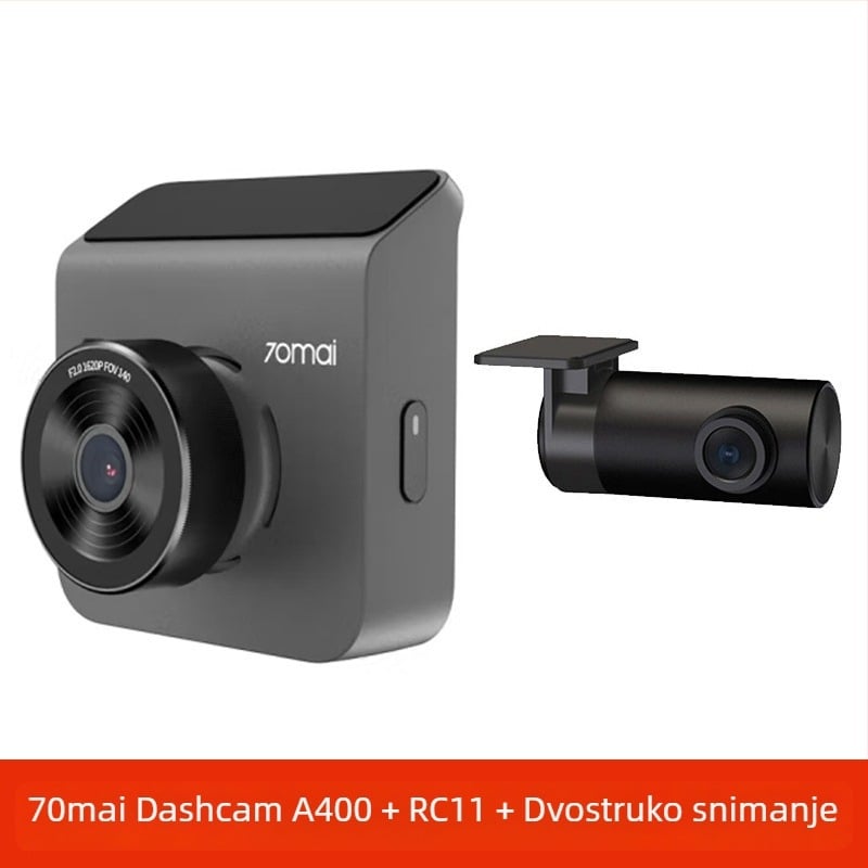 70Mai A400 automobilski video registrator: Panoramski dvostruki objektiv za nadzor parkiranja, 120°, 1600P, 5MP, otvor blende F2.0, TF kartica