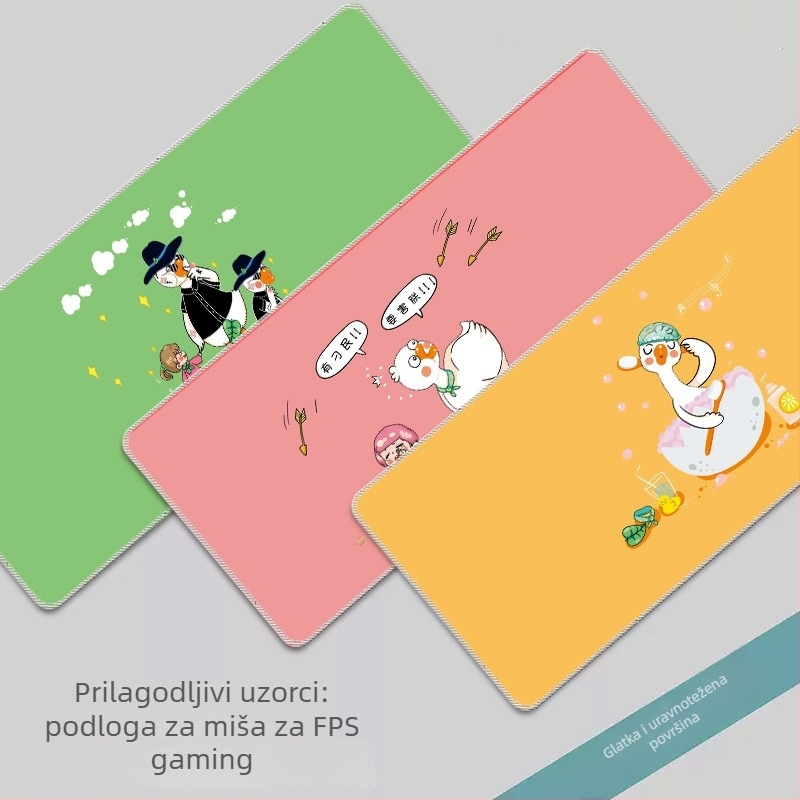 Velika podloga za miš za ured i gaming, jednostrana, protuklizna, glatka površina, šivi rubovi, prirodni kaučuk, prilagodljive veličine i tisk logotipa