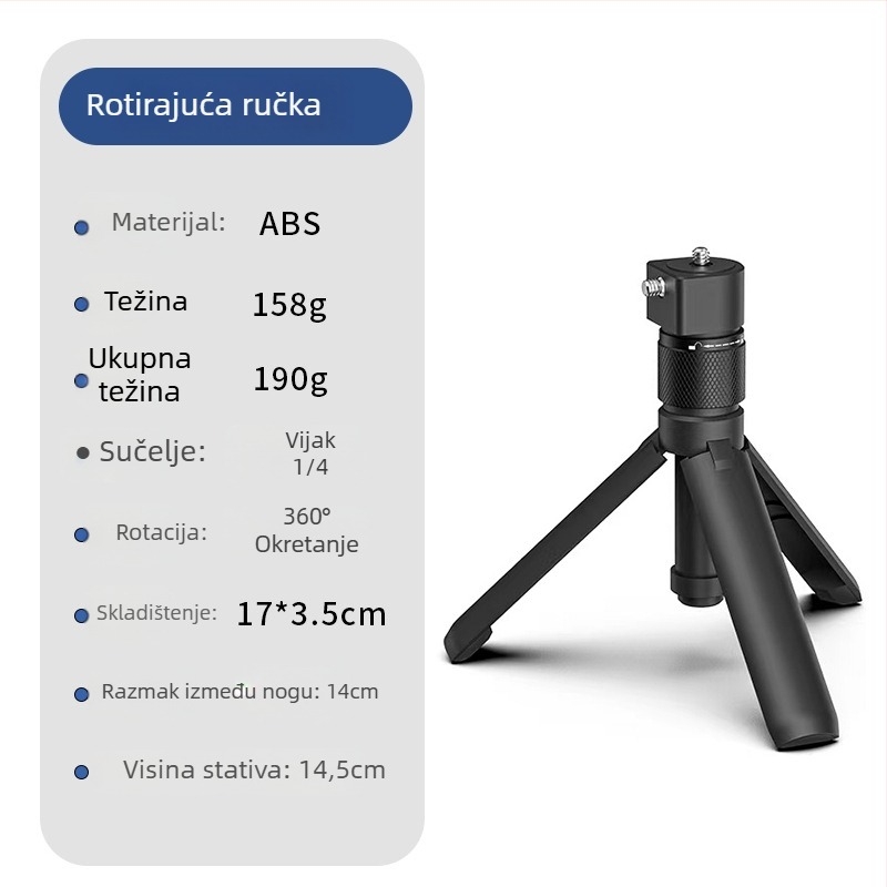 Bullet Time držač za selfie štap s rotirajućim snimanjem, 5-sekcijski aluminijski spoj, nosivost 2–5 kg