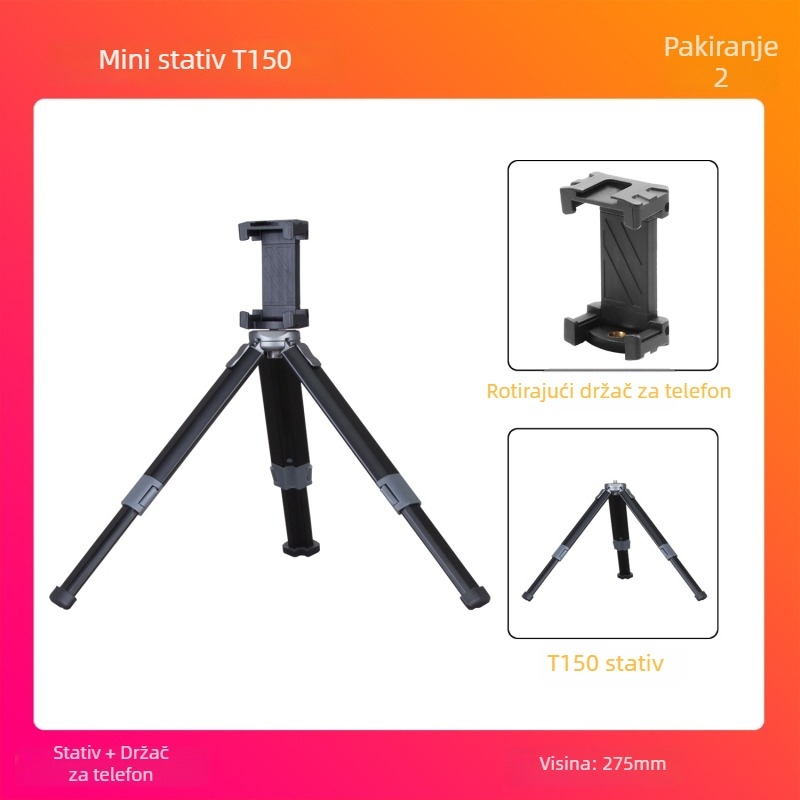 T130+T150+T180 stativ s kugličnom glavom - aluminijska legura + ABS, nosivost 6-10 kg, ploča brzog oslobađanja uključena