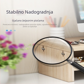 Tro-slojni stalak za monitor s desktop policom za pohranu, materijal ploča, montaža potrebna, za ured i dom