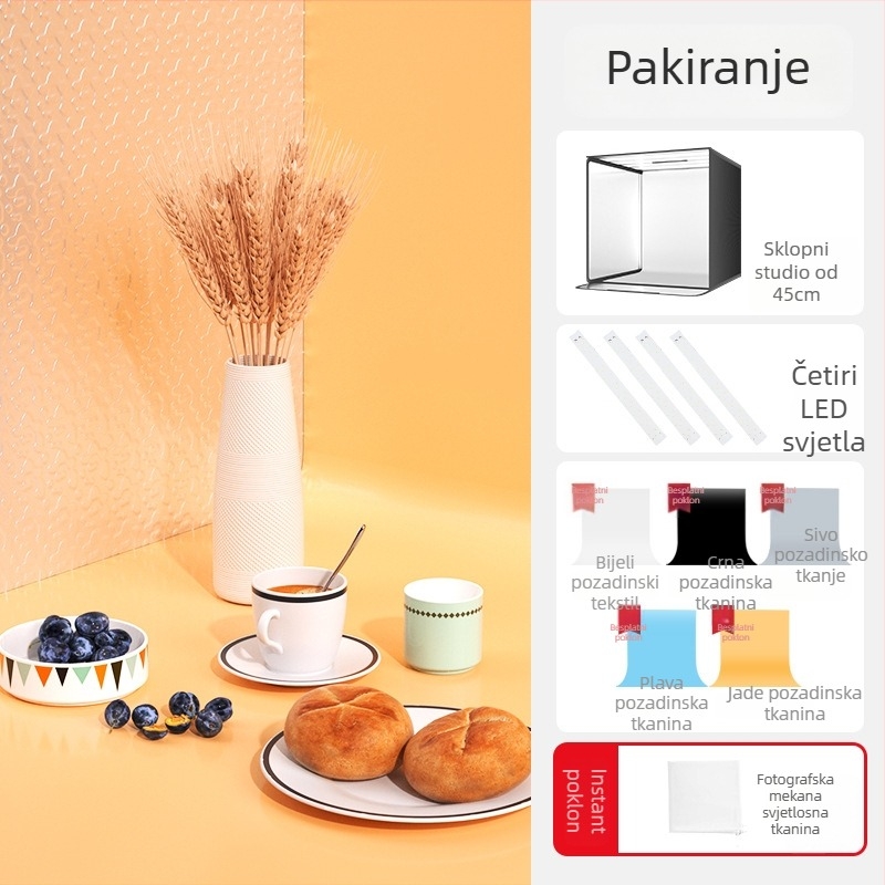 Studijska kutija za svjetlo, sklopiva, s pozadinskim panelom za fotografiranje nakita