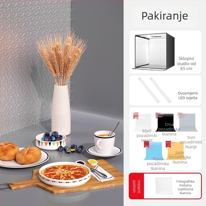 Studijska kutija za svjetlo, sklopiva, s pozadinskim panelom za fotografiranje nakita