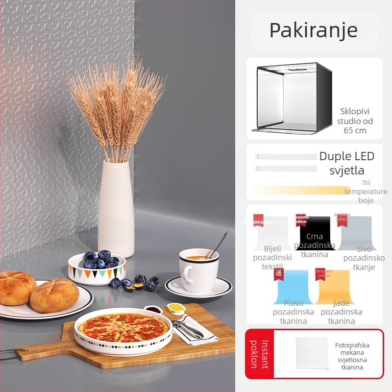 Studijska kutija za svjetlo, sklopiva, s pozadinskim panelom za fotografiranje nakita