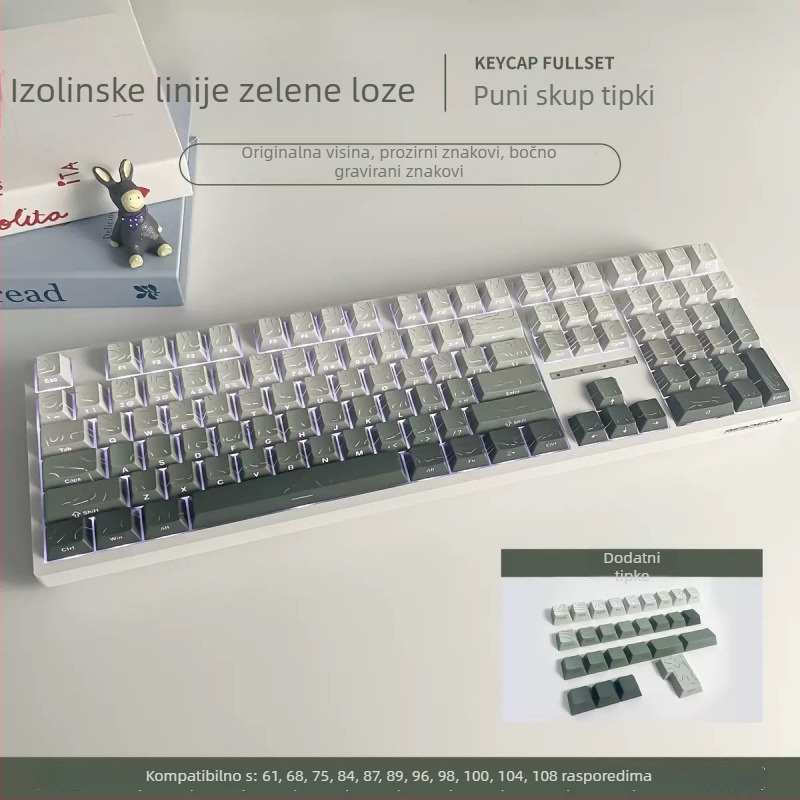 Bočno gravirane prozirne kapice tipki za tipkovnice s rasporedom 61/68/75/84/87 tipki; bez pozadinskog osvjetljenja; nisu vodootporne