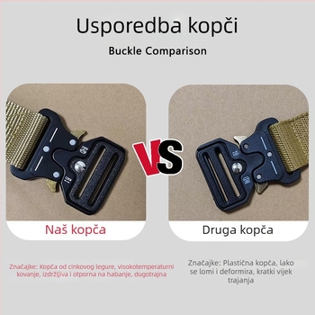 Najlonski taktički pojas s kopčom od legure, kopčanje kopčom, širina 2–4 cm, elektroplakiranje, originalni dizajn