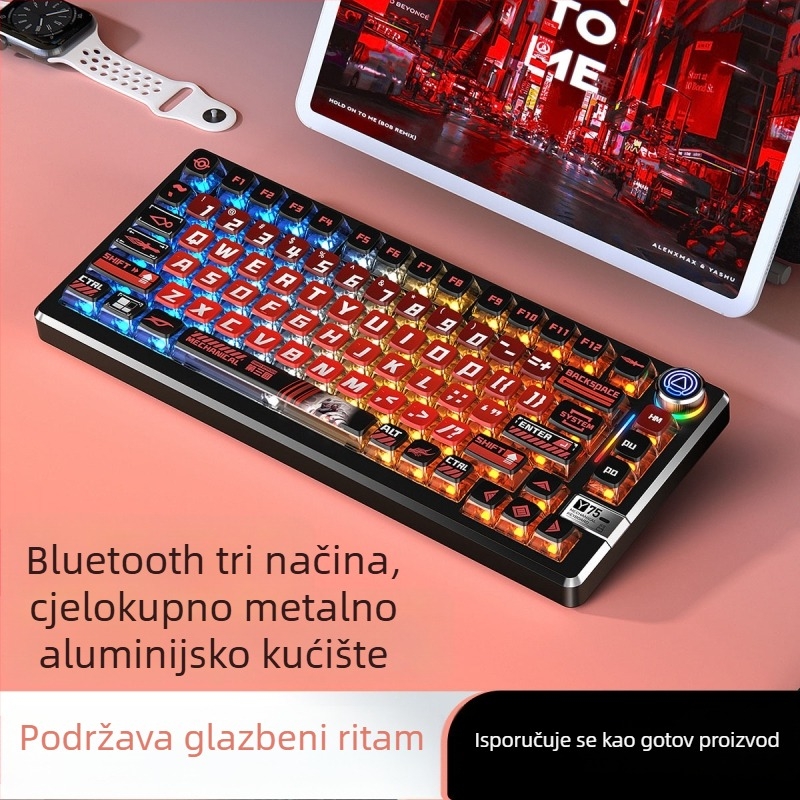 Mehanička tipkovnica, 81 tipki, bežična tri-modna povezanost, kućište od aluminijske legure, linearni prekidači.