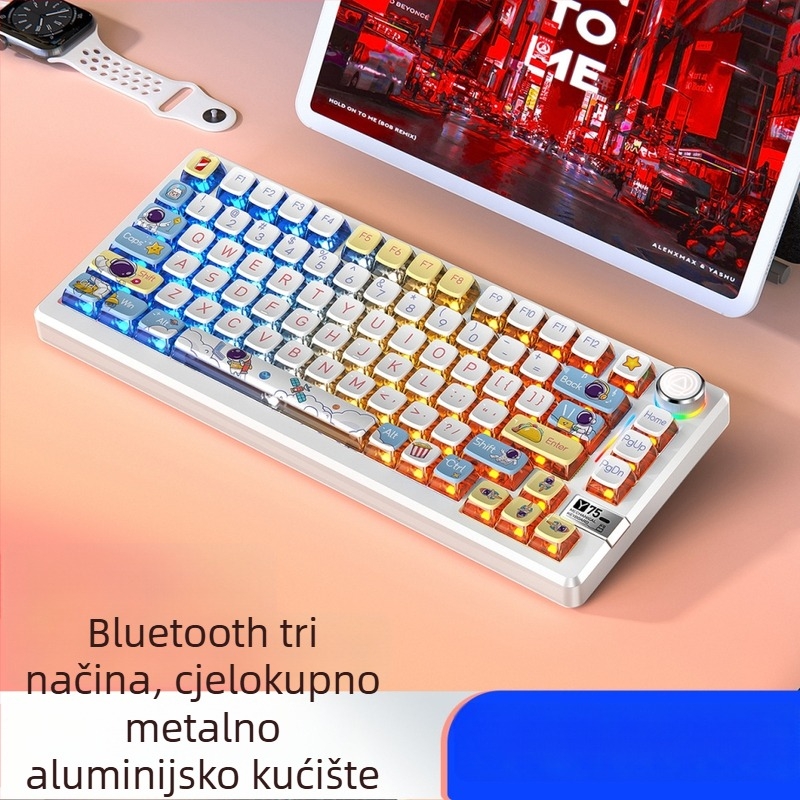 Mehanička tipkovnica, 81 tipki, bežična tri-modna povezanost, kućište od aluminijske legure, linearni prekidači.