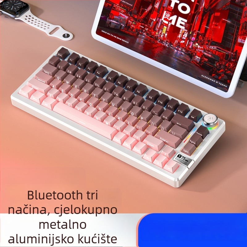 Mehanička tipkovnica, 81 tipki, bežična tri-modna povezanost, kućište od aluminijske legure, linearni prekidači.