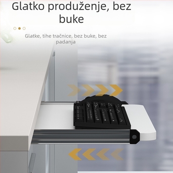 Držač tipkovnice za stol 022 – metalni okvir i drvena ploča, dvodjelni klizni mehanizam, moderan minimalistički uredski dodatak