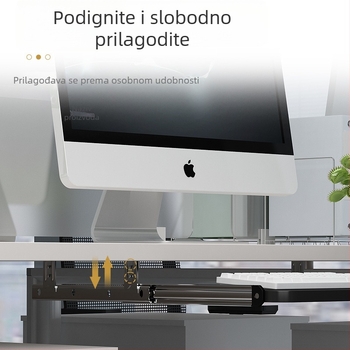 Držač tipkovnice za stol 022 – metalni okvir i drvena ploča, dvodjelni klizni mehanizam, moderan minimalistički uredski dodatak