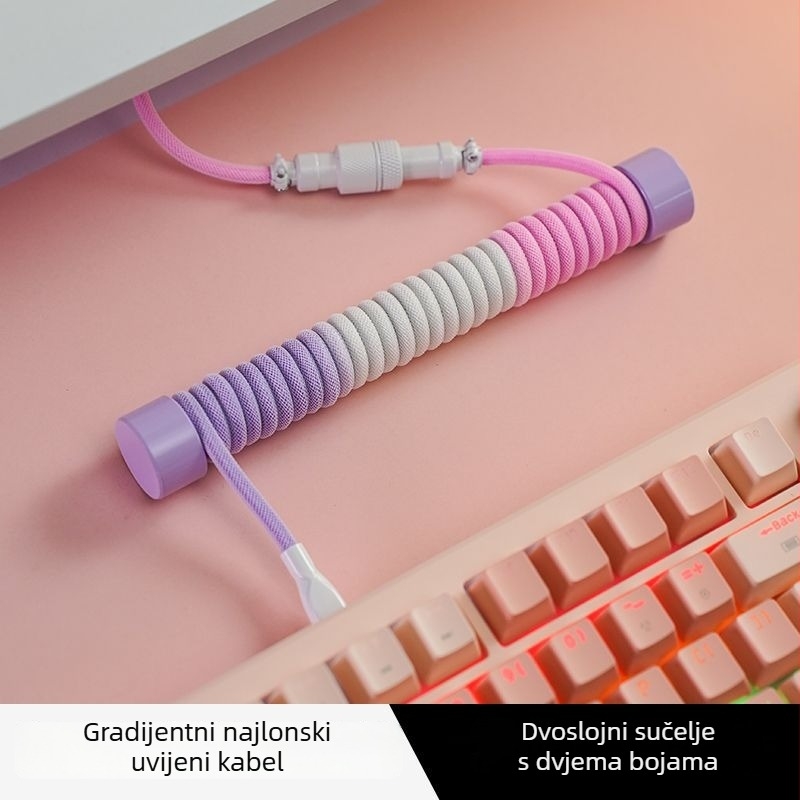 Kabel USB Type-C za tipkovnicu s avionskim konektorom, dvostruko pleteni omotač, model TPC011, prilagođeno uzorku