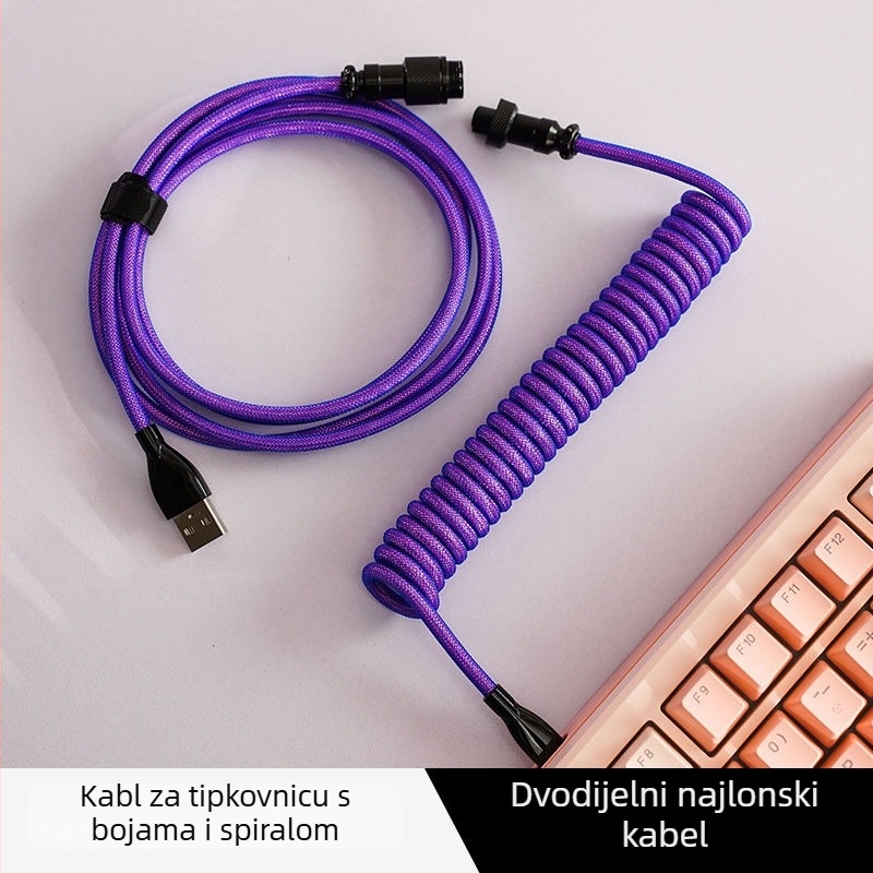 Kabel USB Type-C za tipkovnicu s avionskim konektorom, dvostruko pleteni omotač, model TPC011, prilagođeno uzorku