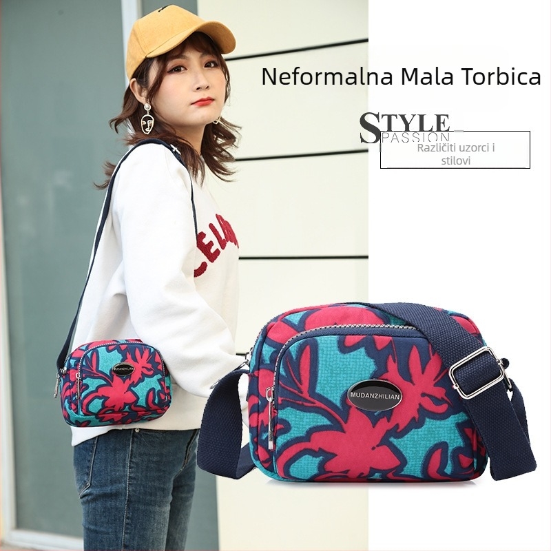 MDZL crossbody kvadratna torbica od najlona, zatvaranje na zip, unutrašnji džepovi: skriveni džep sa zipom, džep za telefon, džep za ID, džep za kameru