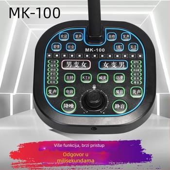 Mini USB zvučna kartica s promjenom glasa za live streaming na mobitelu i PC-u — Model i9, ugrađena baterija 500–800mAh, Bluetooth 4.0, frekvencijski raspon 100Hz–20kHz, SNR ≥60dB