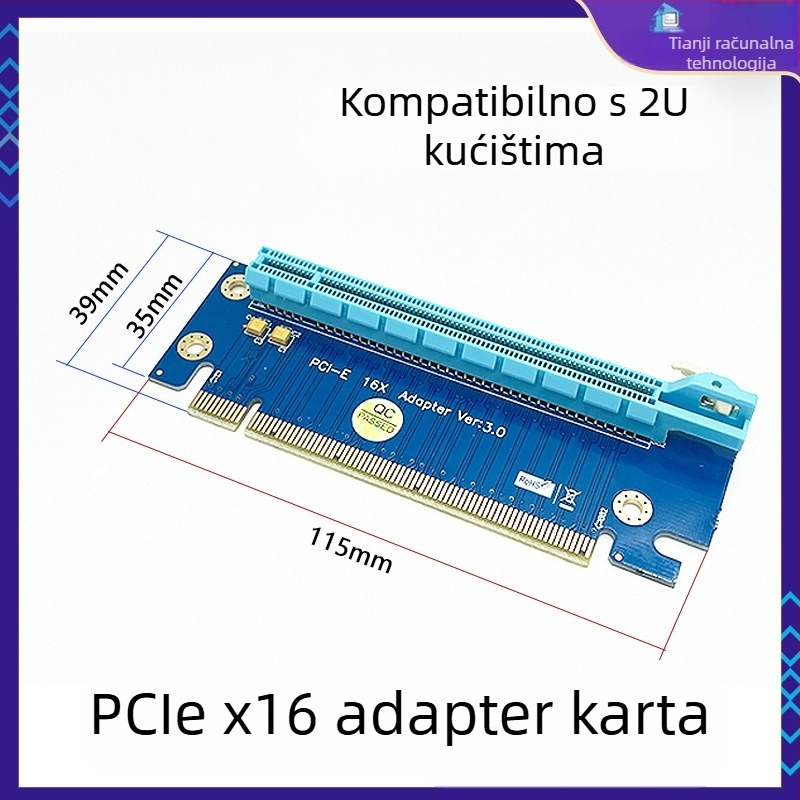 PCIe upravljačka karta za PCIe utore x1/x4/x8/x16 – lijevi adapter za matičnu ploču, bakreno jezgro, model 01