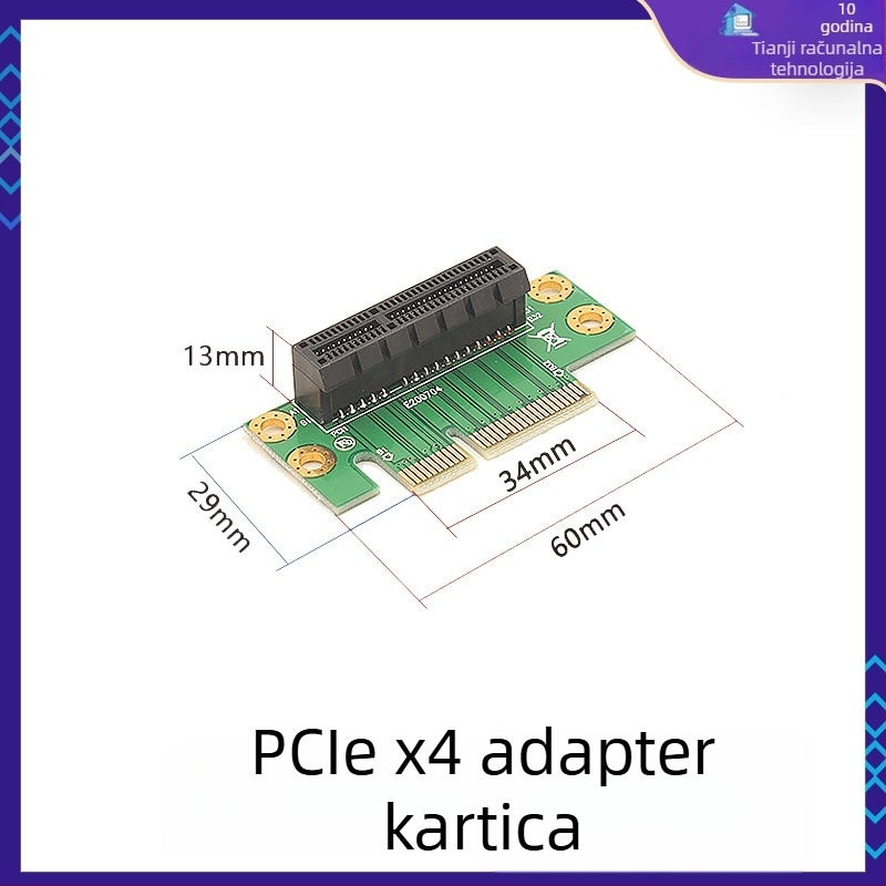 PCIe upravljačka karta za PCIe utore x1/x4/x8/x16 – lijevi adapter za matičnu ploču, bakreno jezgro, model 01