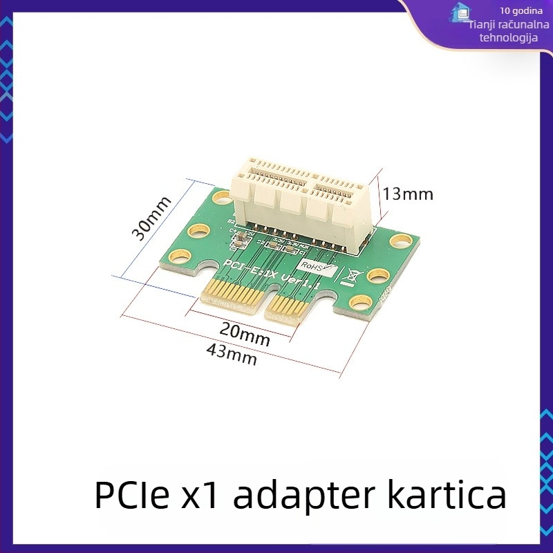 PCIe upravljačka karta za PCIe utore x1/x4/x8/x16 – lijevi adapter za matičnu ploču, bakreno jezgro, model 01
