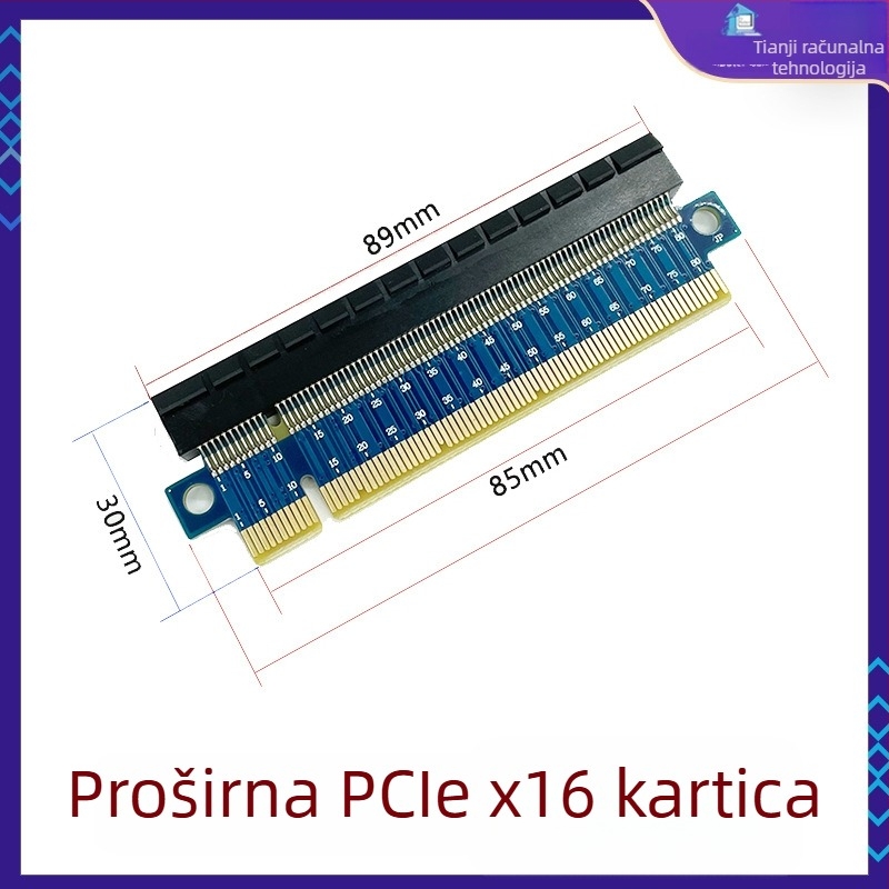 PCIe upravljačka karta za PCIe utore x1/x4/x8/x16 – lijevi adapter za matičnu ploču, bakreno jezgro, model 01