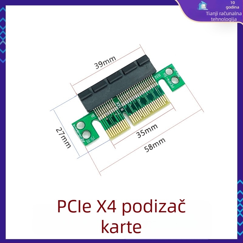 PCIe upravljačka karta za PCIe utore x1/x4/x8/x16 – lijevi adapter za matičnu ploču, bakreno jezgro, model 01